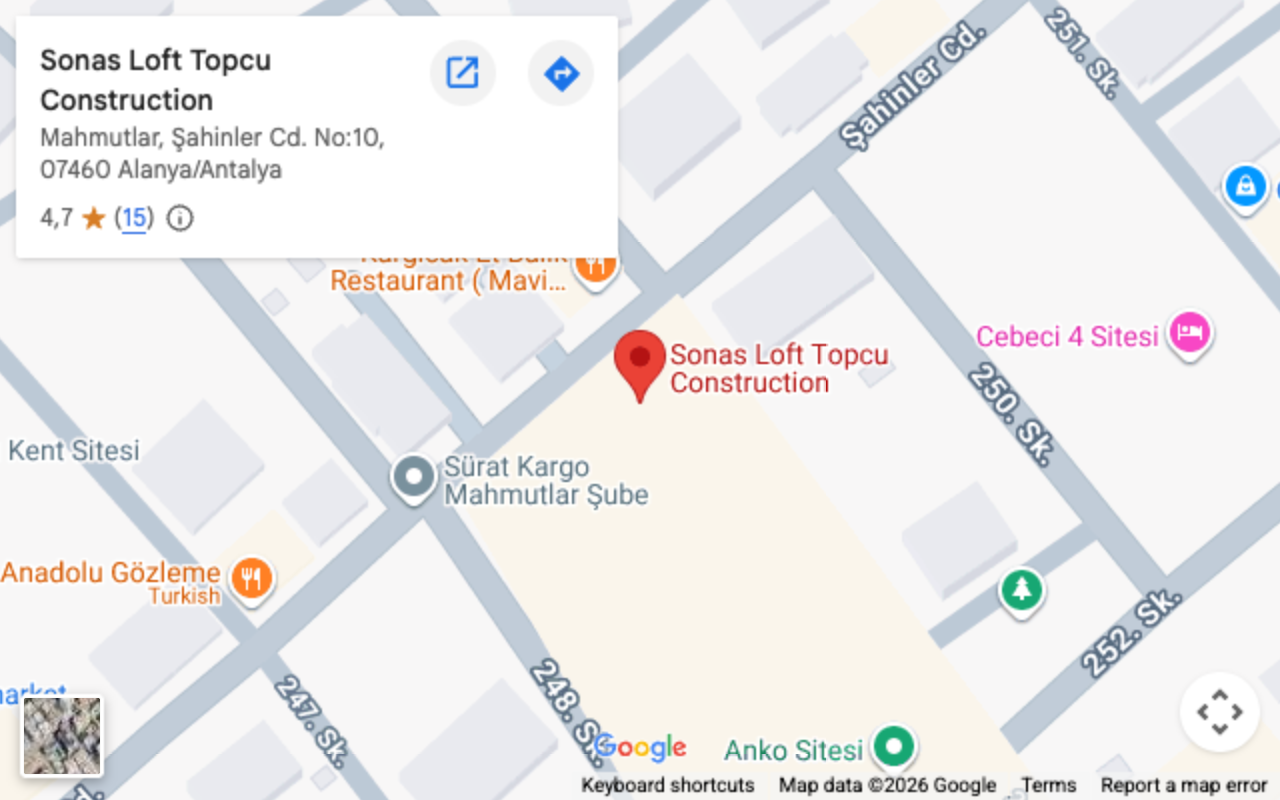 Мапа розташування комплексу Sonas Loft, Махмутлар, Аланія