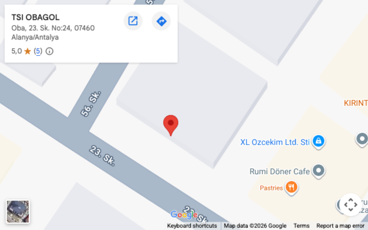 Мапа розташування комплексу TSI ObaGol, Оба, Аланія